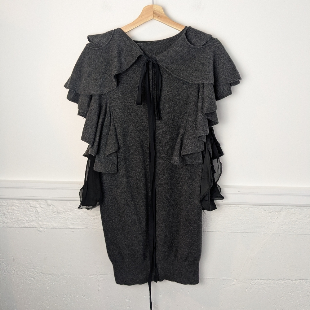 Sacai • Wool Ruffle Bow Sweater Dress - Picture 4 of 16
